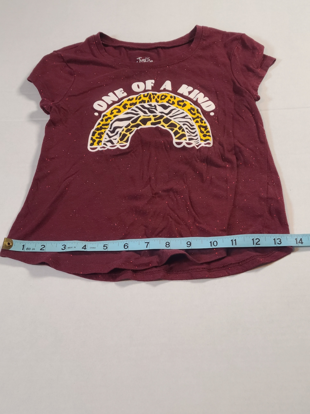 Justice Girls' Charming One of a Kind Maroon Graphic Tee Metallic Size 6/7 EUC - Picture 8 of 8